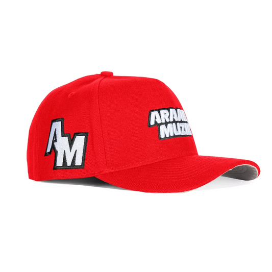 AM LOGO A-FRAME SNAPBACK RED HAT