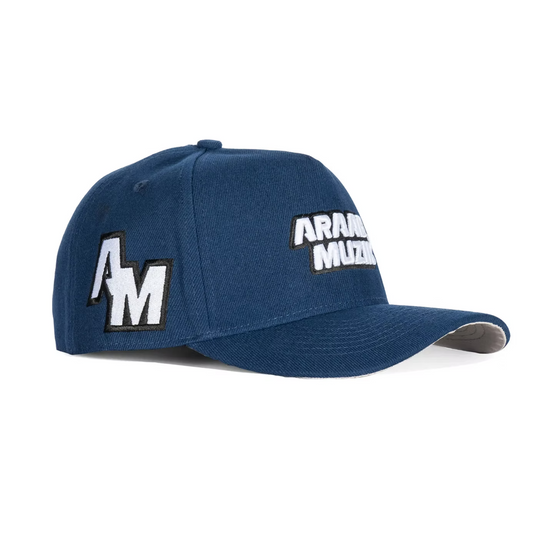 AM LOGO A-FRAME SNAPBACK NAVY HAT