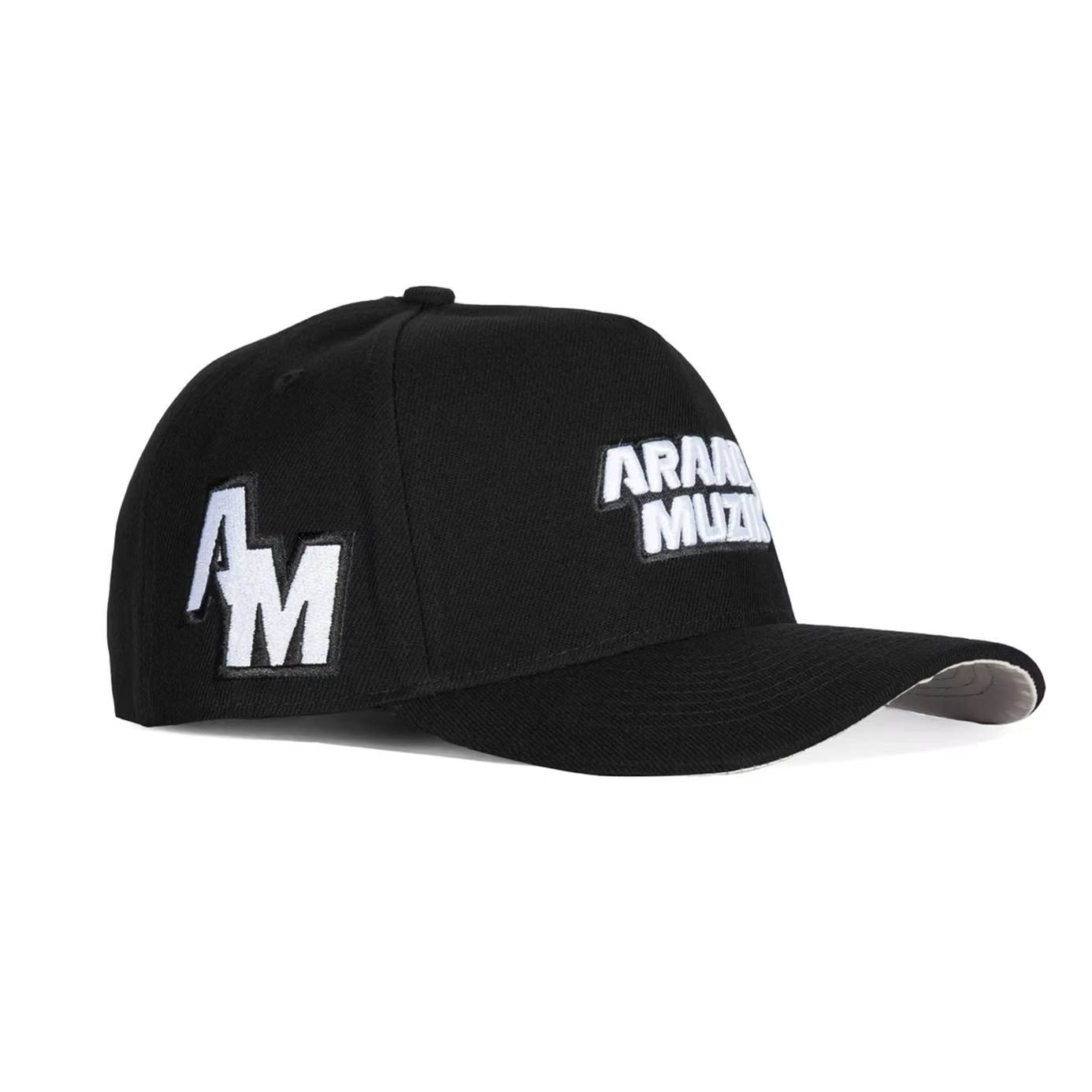 AM LOGO A-FRAME SNAPBACK BLACK HAT